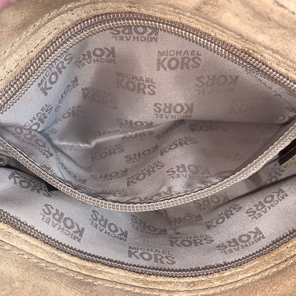 Michael Kors Crossbody Bag Womens Small Tan Suede Whipped Chelsea Shoulder Purse - Picture 15 of 17